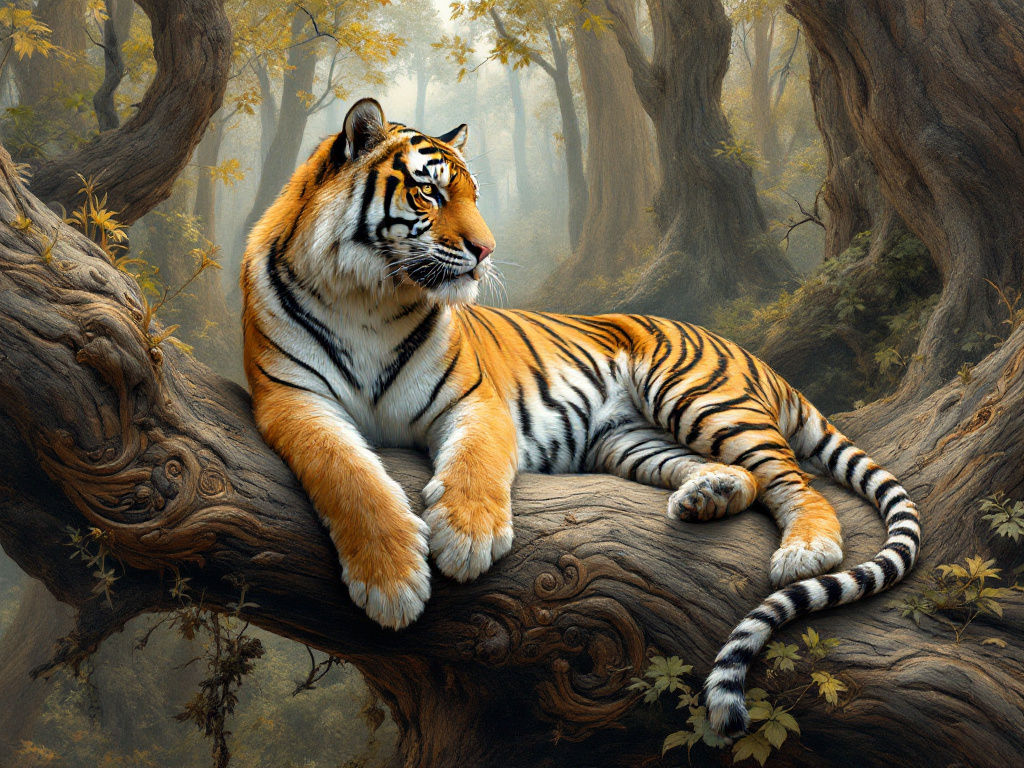 Close up of a tiger on a branch – MI