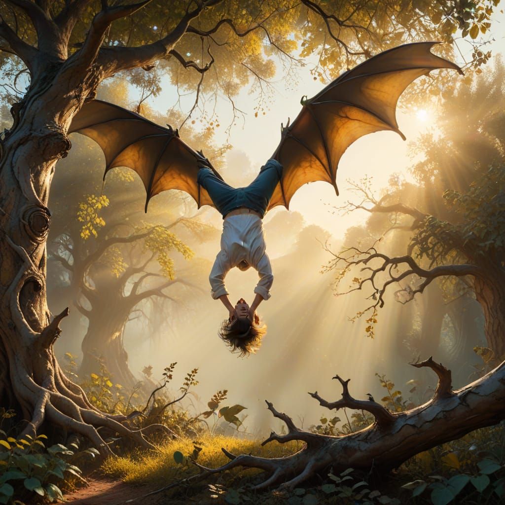 fail. All I wanted was a person hanging from a tree branch looking at a bat.  by @Griffy