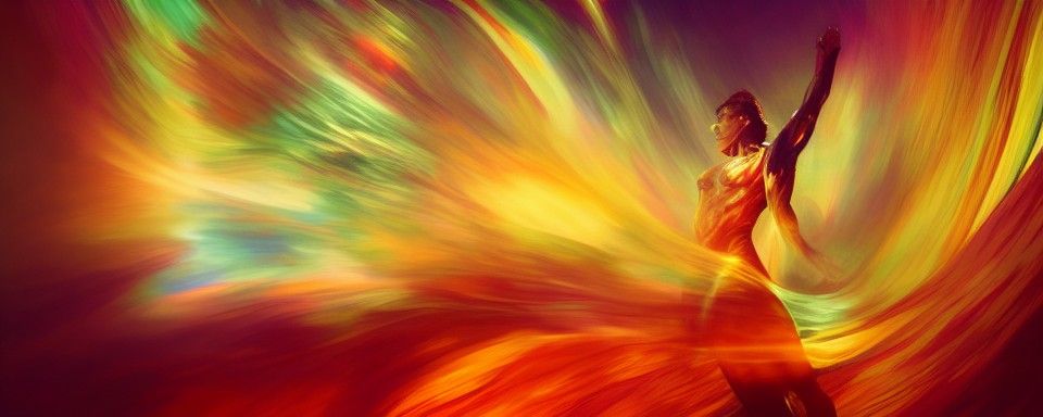“Dynamic development”, Intricate, light rainbow splashing,  ...