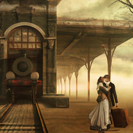 Two lovers parting forever at train station