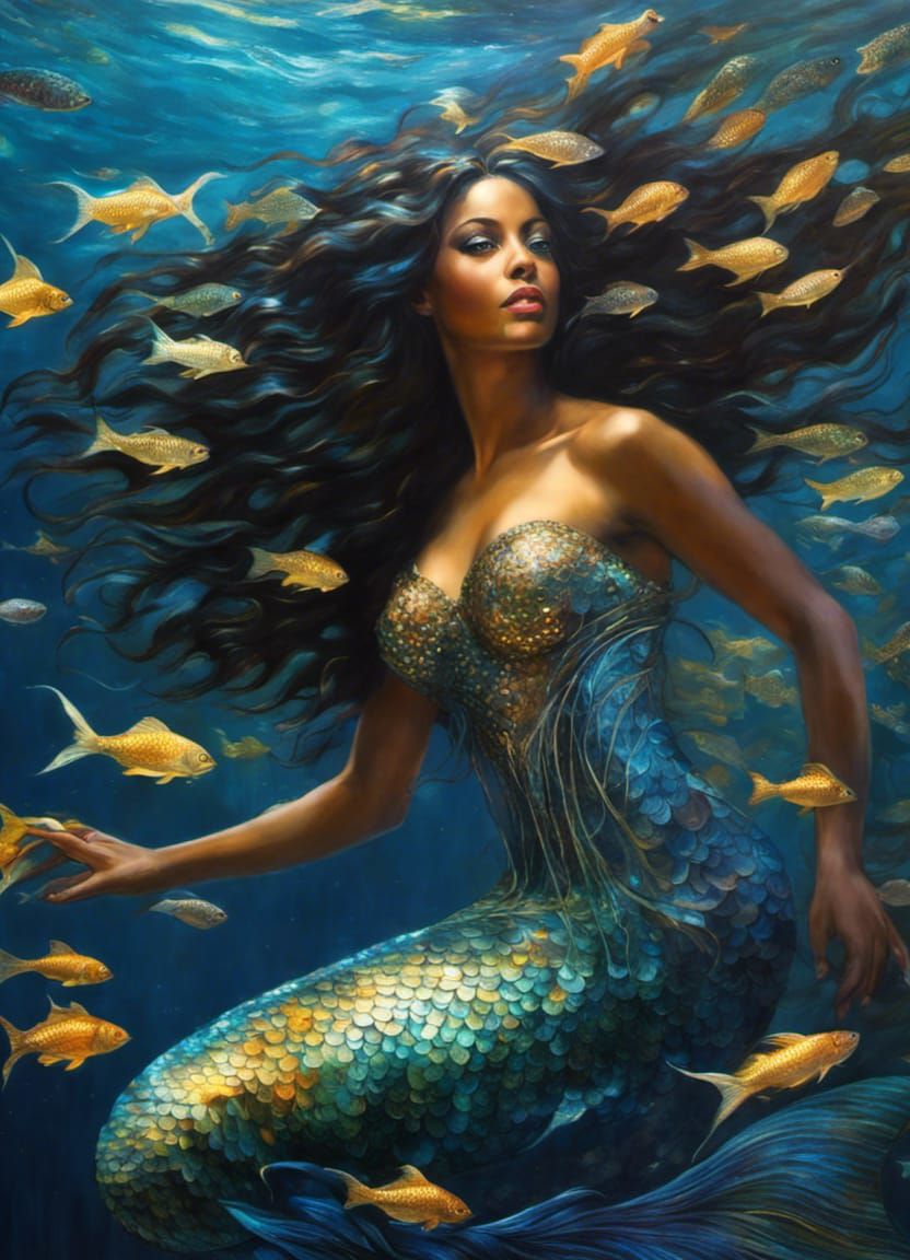 Mermaid talking to fish  by @SoniaSarkali