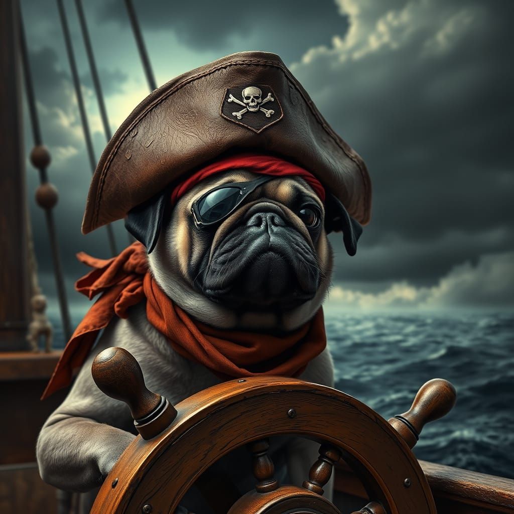Captain Pug  by @JokeStirrer