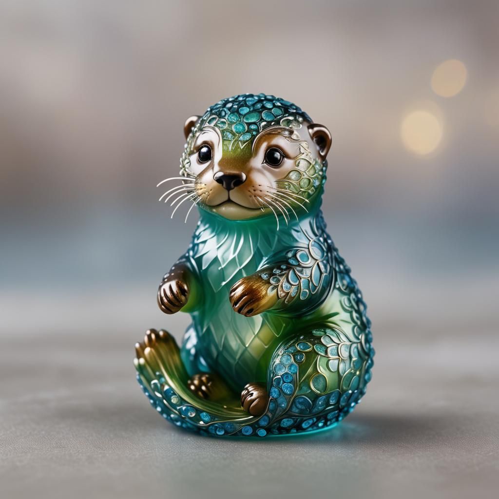 enameled glass figurine 🦦 baby otter