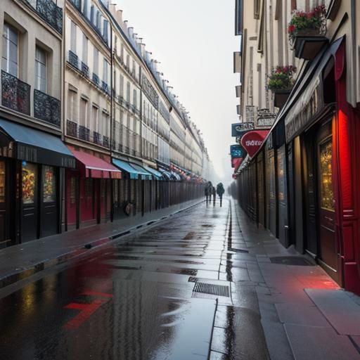 Rue Mouffetard à Place Moscou, Paris, Rouge Bouffante Parisi...