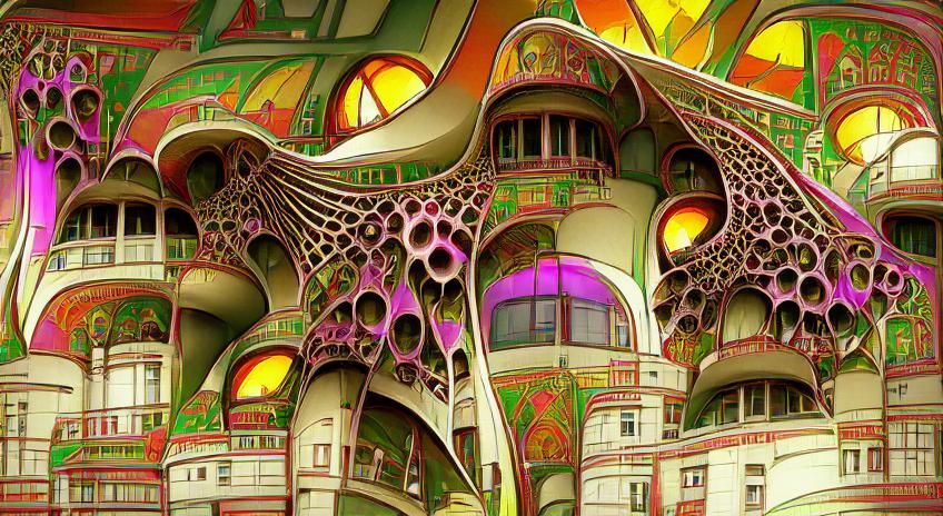 Psychedelic Acid Art Nouveau Fractal Sci-Fi Architecture
