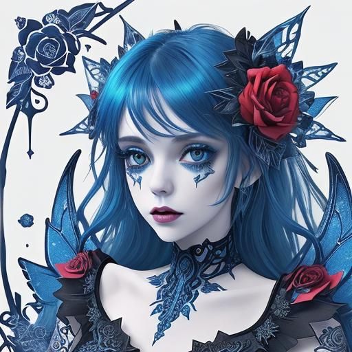 (Lora : Beautiful intricate details) Blue and black Gel acid...