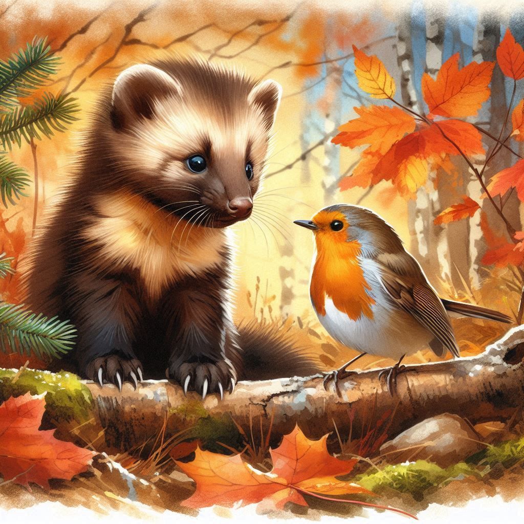 Animal friendships: Pine Marten and Robin