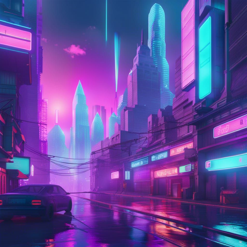 Vaporwave aesthetic in city detailed matte painting, deep color ...