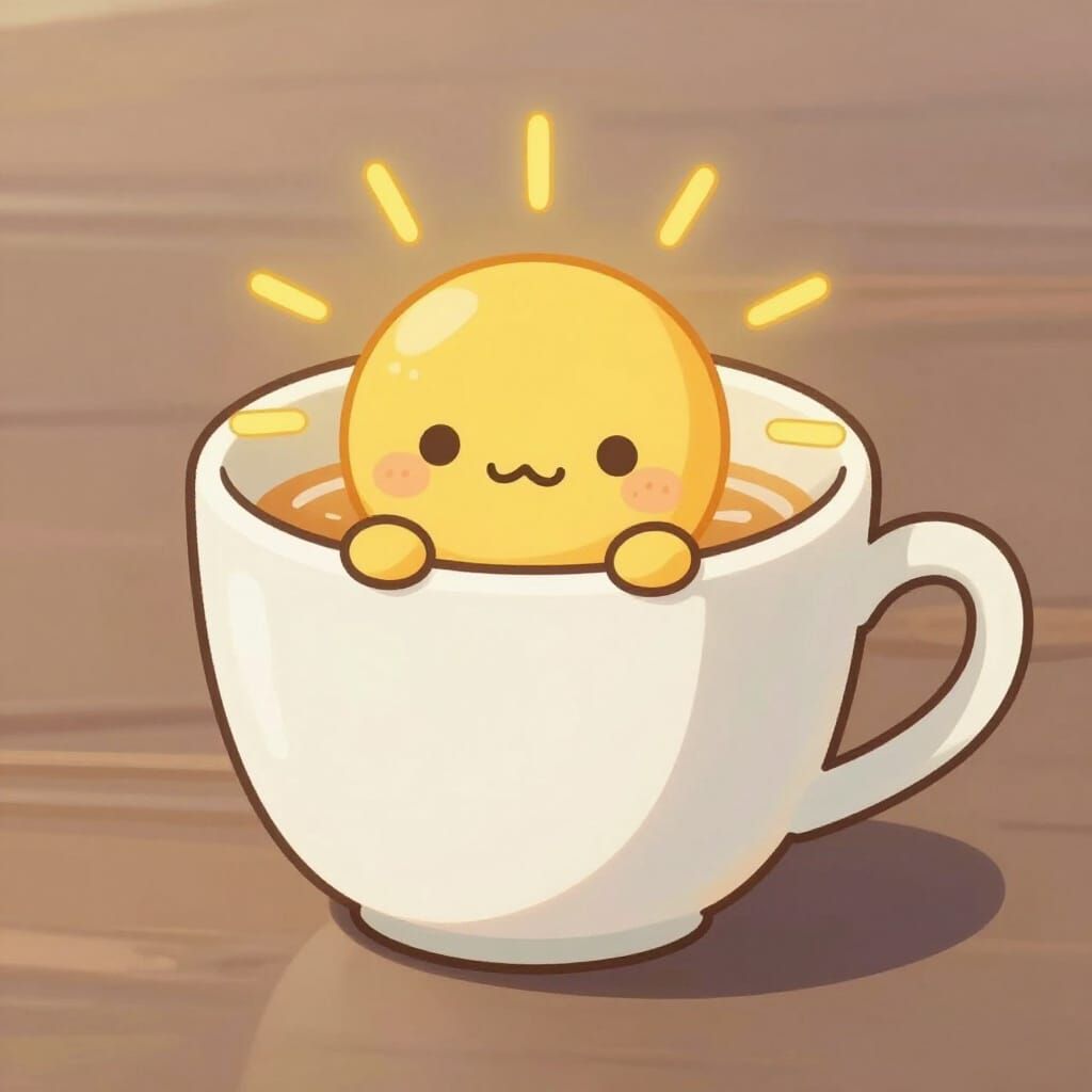 Cute Anime Sun Rising From Cup