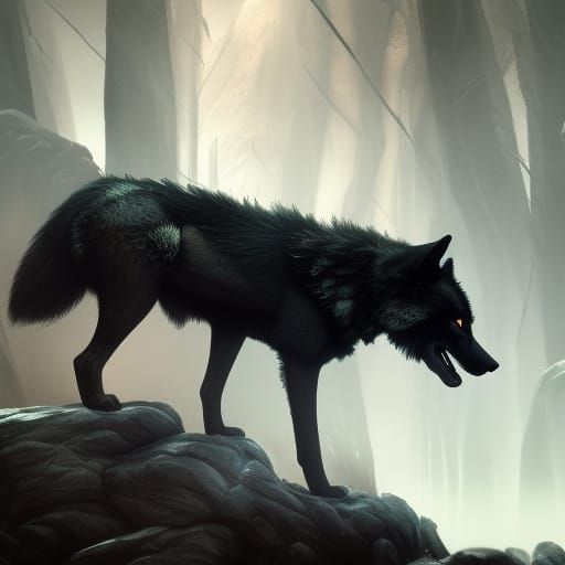 Creepy Black Wolf - AI Generated Artwork - NightCafe Creator