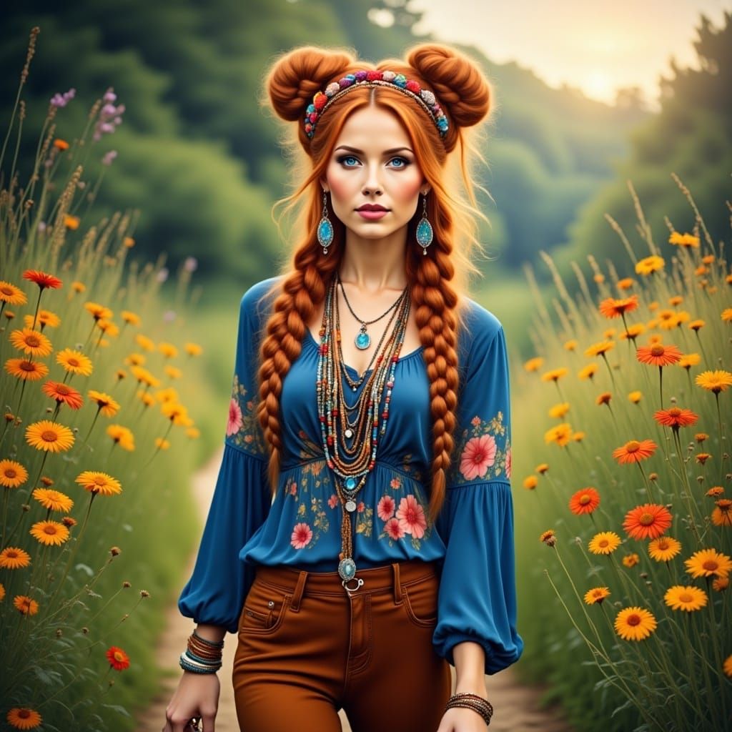 <lora:Hippie Flux:1.0>  