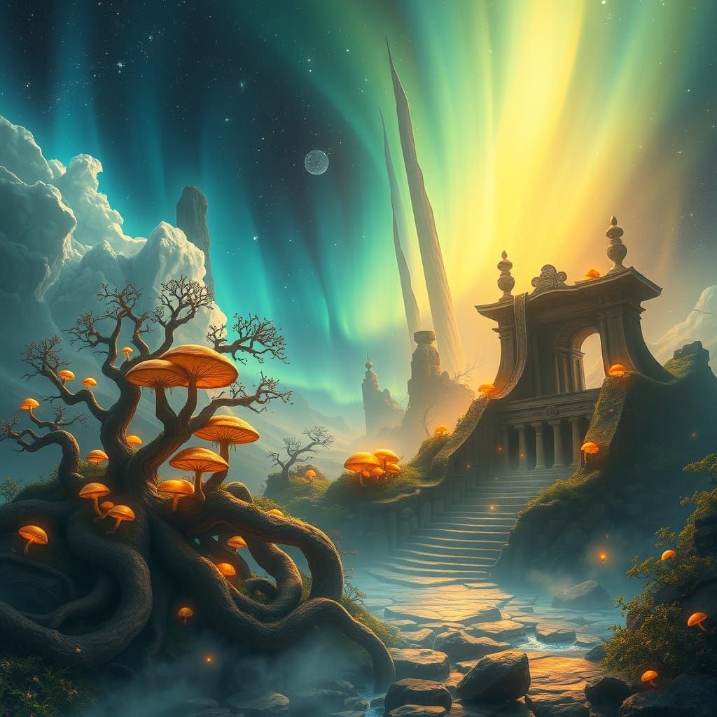 Ethereal Dreamscapes in Vibrant Iridescent Hues