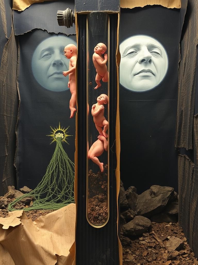 Surreal Test Tube Babies and Rogue Waves in Dadaist Style