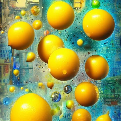 "lemons" a beautifully intricate and detailed mixed media cr...