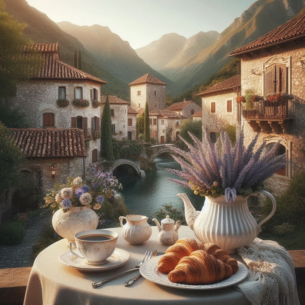 "Morning Feast in a Rustic Retreat"