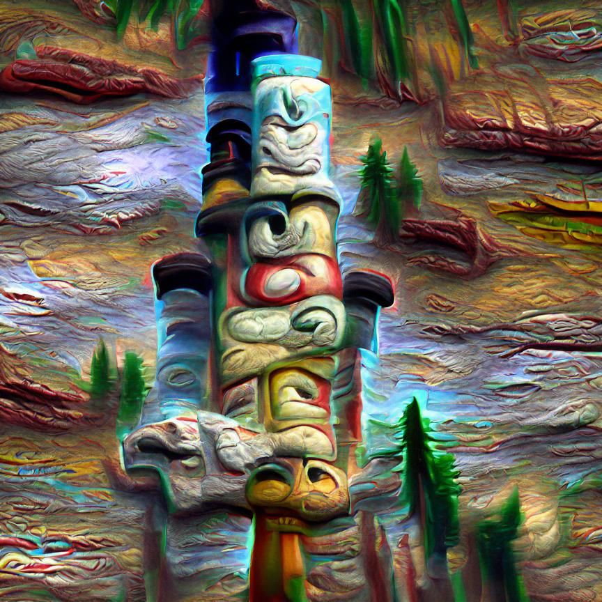 totem pole 8k resolution impasto