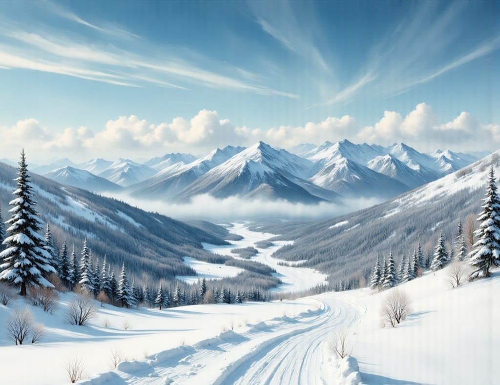 Ski Gear Guards Majestic Winter Mountain Landscape