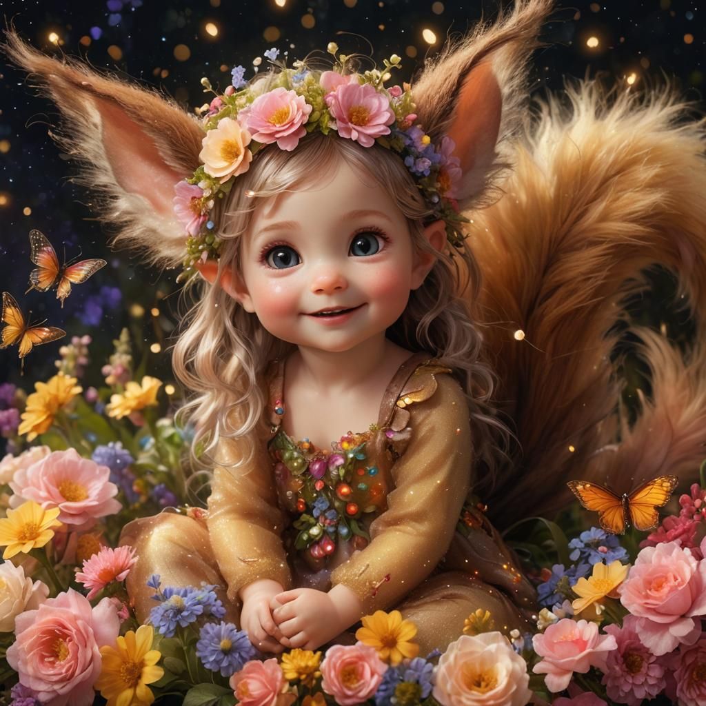 Photo Realistic, Adorable Young Hybrid Human Baby Fairy, With Some 