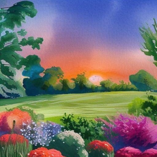 garden at sunset