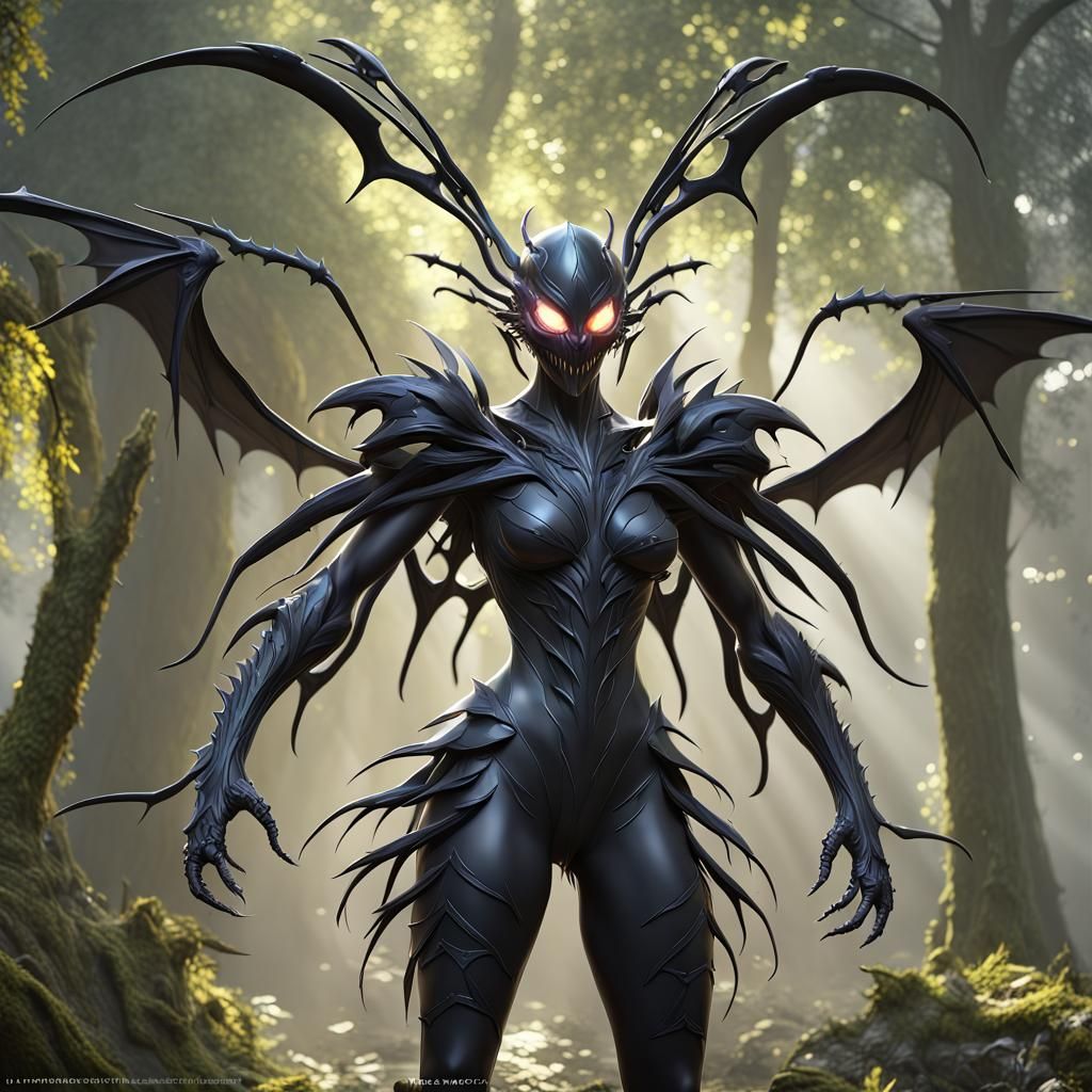 High fantasy: venomized dark fairy knight with insectoid wings: 16k ...