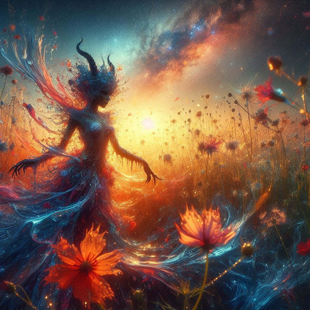 Walking along the flowers