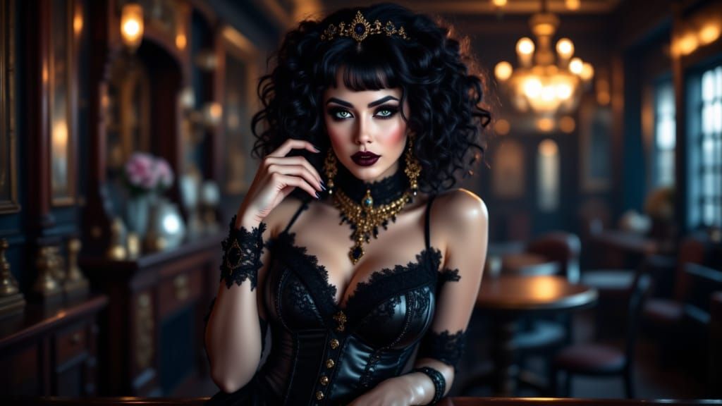 Goth woman ready for the evening  by @Lavidion