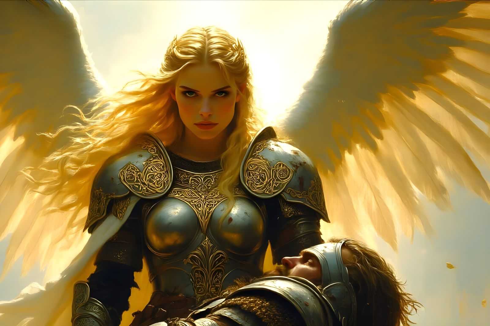 Valkyrie bearing a fallen hero to Valhalla  by @Gary Murakami