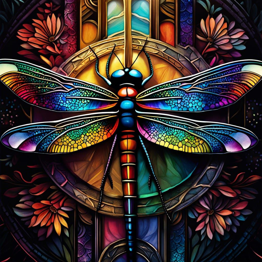 Rainbow Dragonfly Priestess - AI Generated Artwork - NightCafe Creator