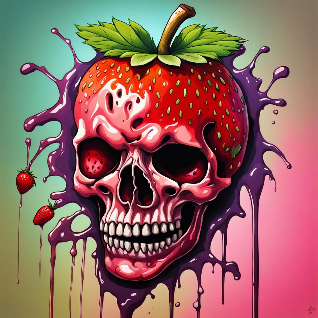 Strawberry Skull - AI Generated Artwork - NightCafe Creator