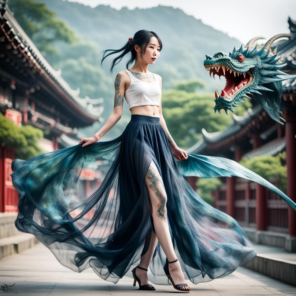 Flying Dragon with Tattooed Banshee in Eastern Myth