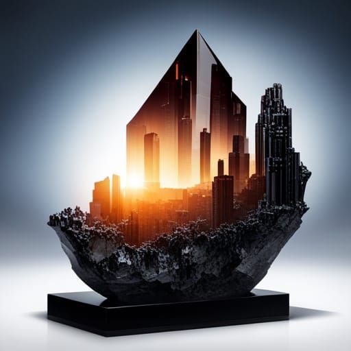 An intricate hyperdetailed very shiny black crystal shard, v...