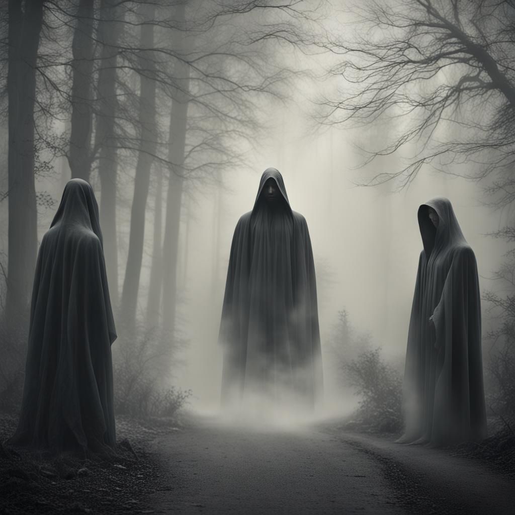 Imaginative scenes featuring supernatural elements, like ghostly figures, mysterious fog, or paranormal ...  by @05Elpibe