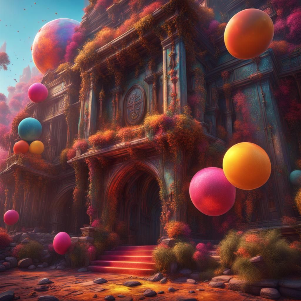 Colorful Balloons in Detailed Matte Painting