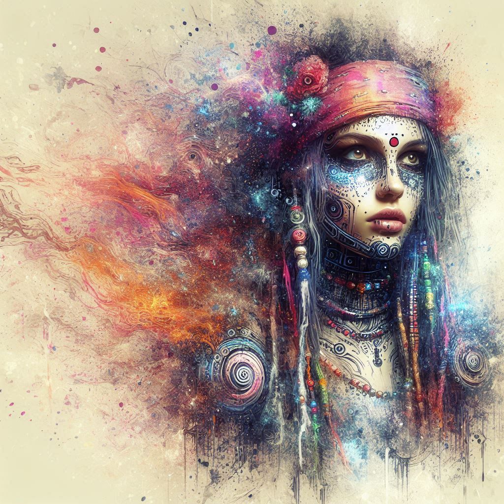 double exposure beautiful fantasy DALL-E 3 portrait landscap...