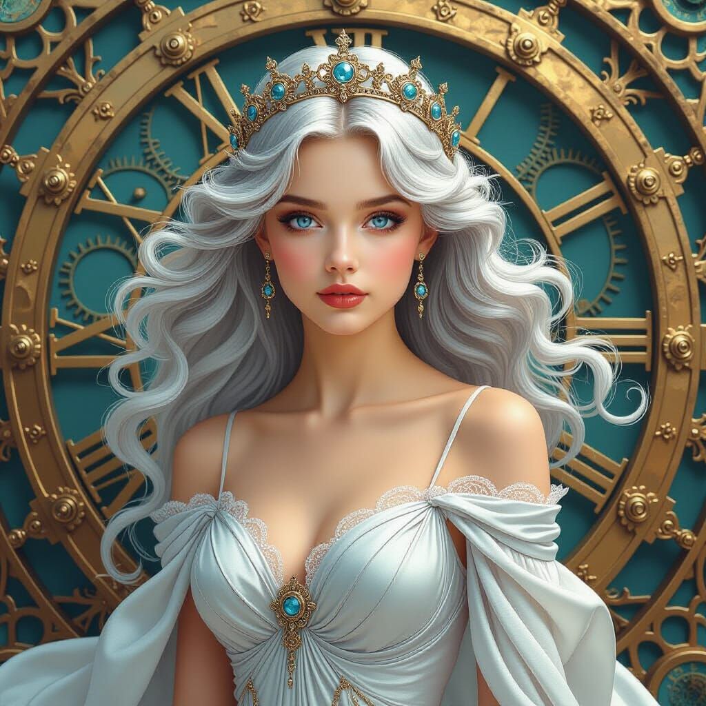 Clockwork Elegance: A Portrait in Art Nouveau Style