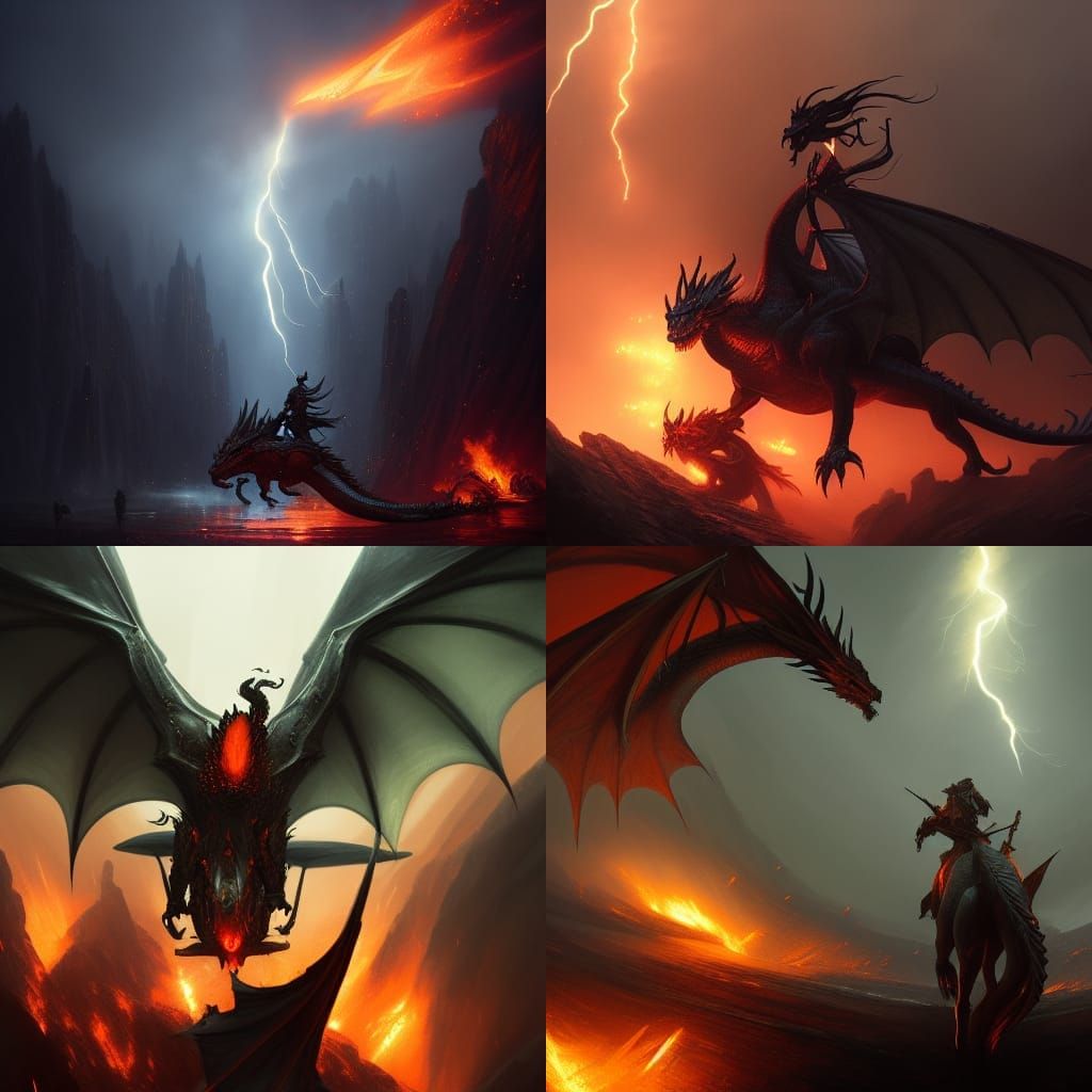 a dragon through lightning and fire