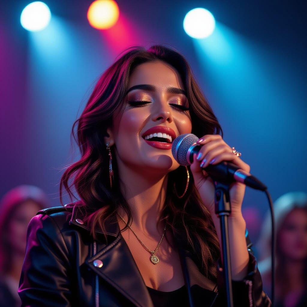 Odia Azulay Performing Live with Dramatic Stage Lighting