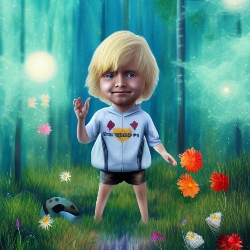Little happy Hans on summer camp