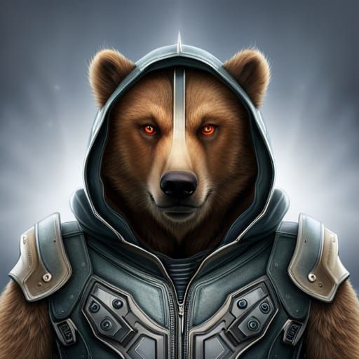 Portrait of a cybernetic ((bear))) a spiritual full body (((...