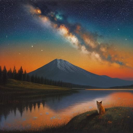 red fox, stars, wyland