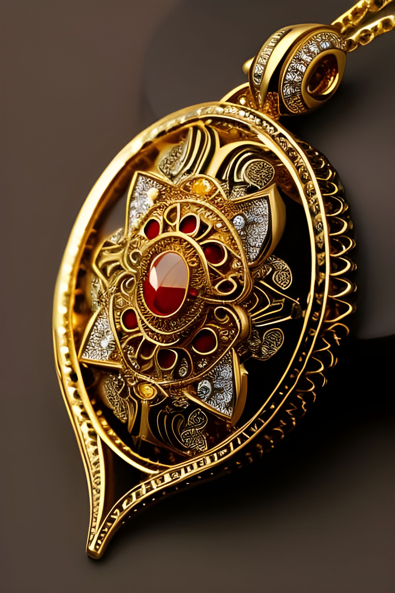 gold, platinum and ruby pendant necklace   by @Axaliaa