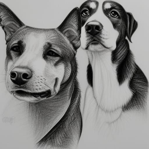 pencil sketch dogs