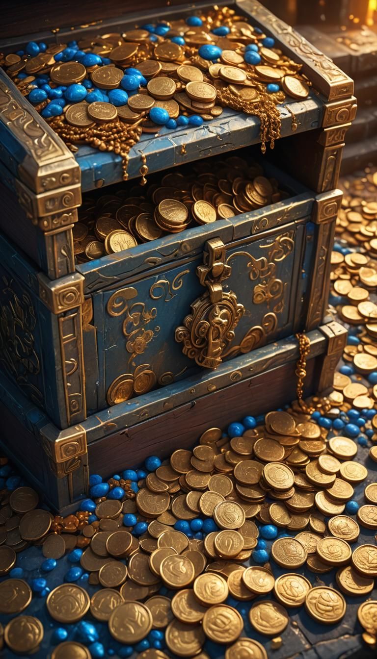 Gold Coins Overflowing in Ancient Temple