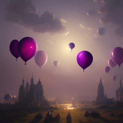 Purple Balloons in the sky