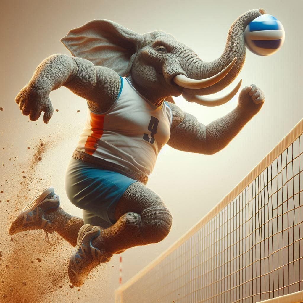 Elephant trunk volleyball spike