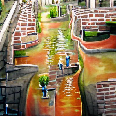 strolling around water canals painting