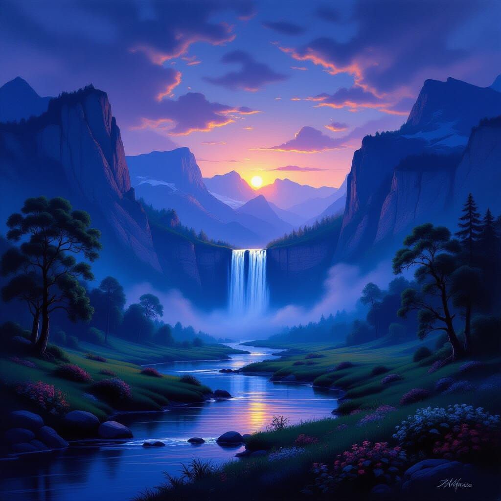 A Lush Valley at Twilight 