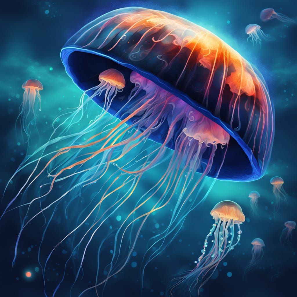 Ethereal Jellyfish Hat Digital Painting