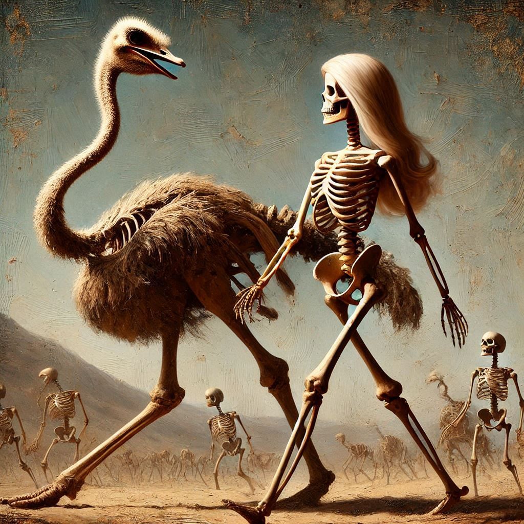 Skeleton Barbie, special box with her tamed skeleton ostrich