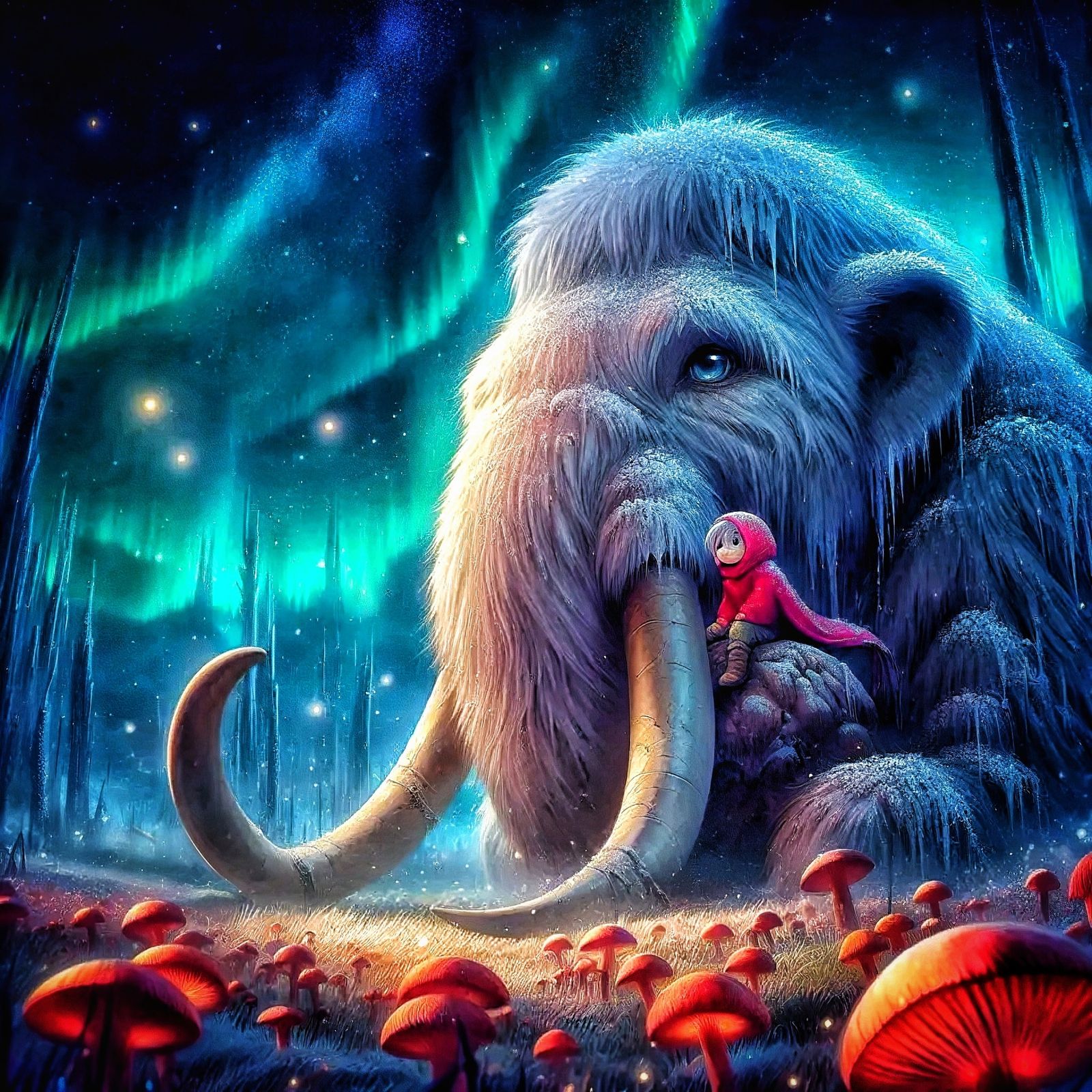 UNLIKELY FRIENDS: A child and a mammoth